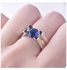 Faux Sapphire Inlaid Geometric Finger Ring