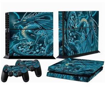 3-Piece Dragon Printed Gaming Console And Controller Skin Stickers Set For Sony PlayStation 4