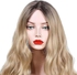 Long Curly And Wavy Blonde Synthetic Hair Wig With Dark Roots For A Natural Look