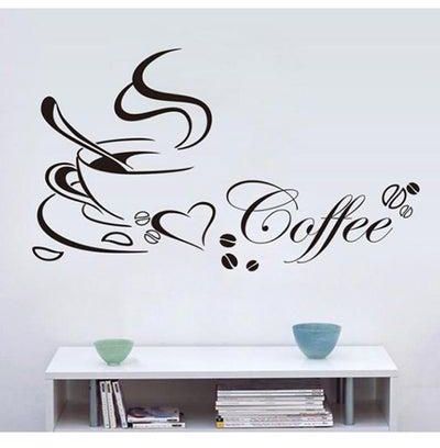 Coffee Themed Decorative Wall Sticker Black 40x90centimeter
