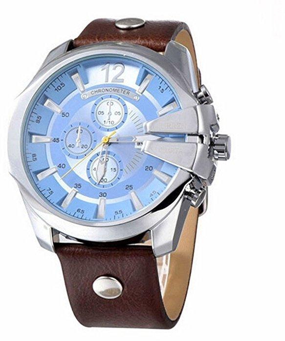 Curren 8176 Waterproof Men's Round Dial Quartz Sports Wrist Watch - Blue