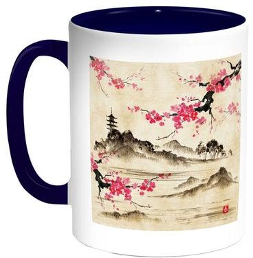 China's Countryside Printed Coffee Mug Blue/Beige/Pink