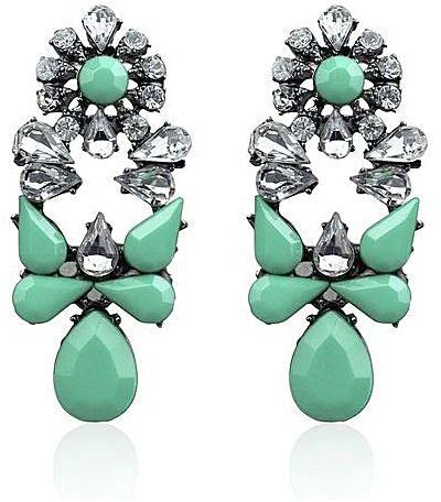 Eissely Hot Jewelry Bohemian Luxurious Crystal Flower Earring Stud Light Blue