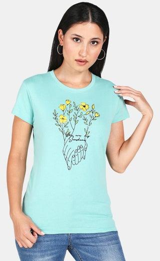 Round Neck Printed T-Shirt Agate Green