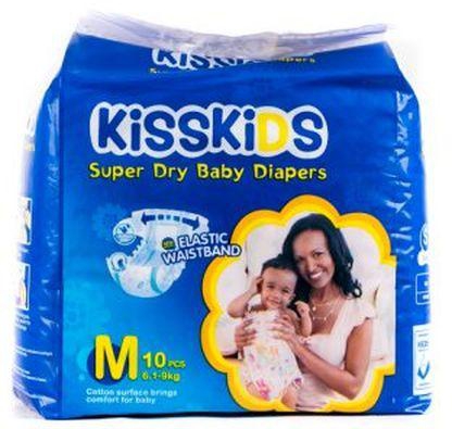 KISSKIDS Dark Blue Baby Diaper Low Count (6.1 - 9 Kg) M, 10 Pcs