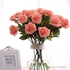 Ten piece Pink Rose Artificial Flower Real Touch  Artificial Bouquet Flowers