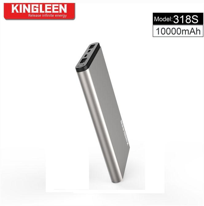 KINGLEEN 318s Power Bank 10000mAh Dual USB 2A Output For Lightning And Micro - Silver