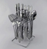 Heavy stainless steel 24pcs  curtly set with it's stand.6pcs table spoons,6pcs tea spoons,6pcs forks and 6pcs butter knifes