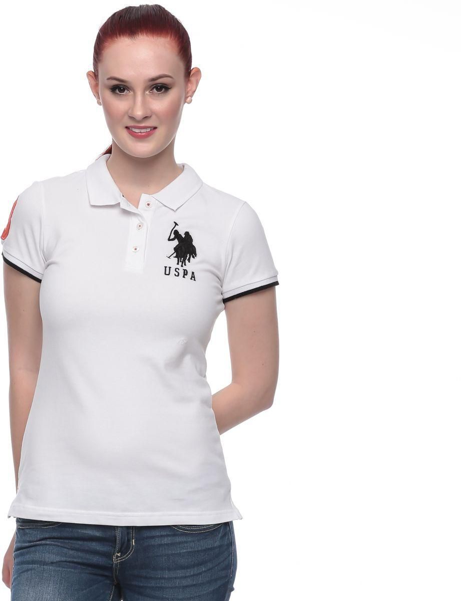 U.S. Polo Assn. 212500ZH1CK-WHTE Polo Shirt for Women - M, White/Navy/Orange