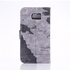 Samsung Galaxy S6 G920 Map Pattern Leather Wallet Cover - Gray