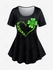 Plus Size St Patrick's Day Clovers Heart Printed Short Sleeves Tee - M | Us 10