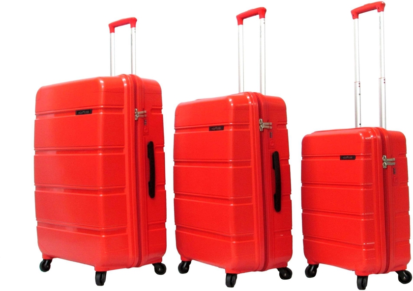 Highflyer Franco 3 Piece PP Trolley Luggage Set Red