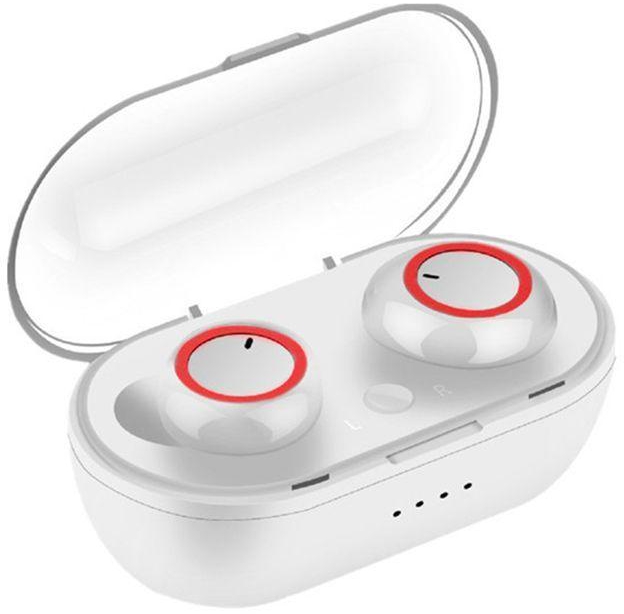 Wireless Bluetooth 5.0 Touch Control Earphone-White Red