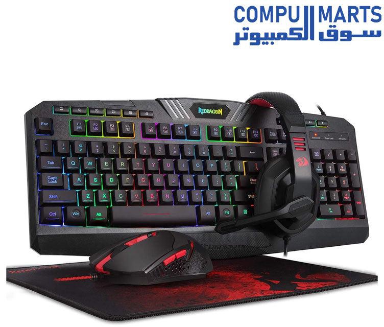 Redragon 4 in 1 Combo S101-BA-2 Keyboard, Mouse, Headset & Mouse Pad