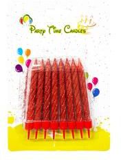 Party Time 8-Pieces Red Glittery Birthday Candle Kids Adult Birthday Cake Decoration Candles - Glittery Red Candles Birthday Party Decorations