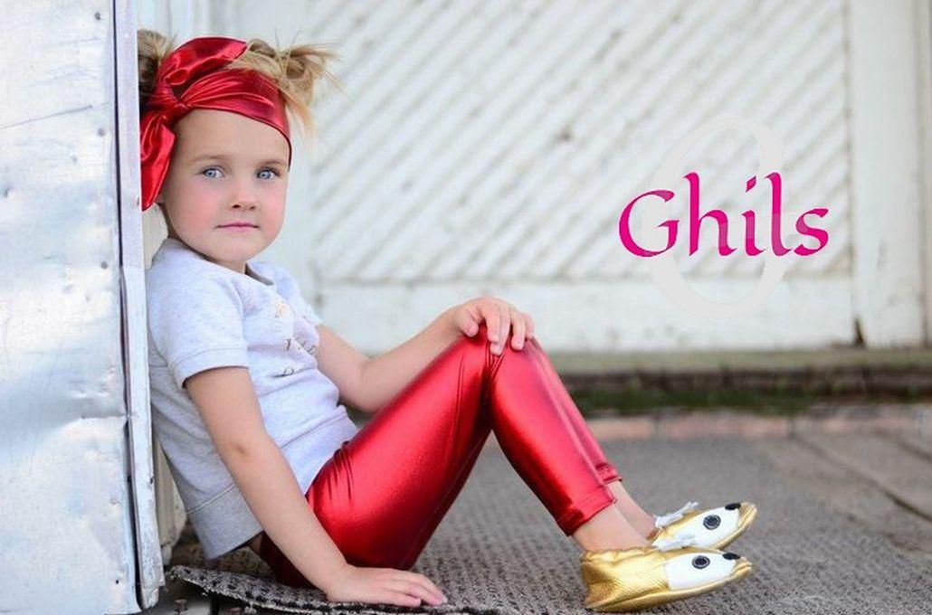 Ghils Leggings - Ghils . Girls' Lycra Disco Leather Pants - Red