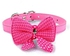 Eissely Knit Bowknot Adjustable PU Leather Dog Puppy Pet Collars Necklace Hot Pink
