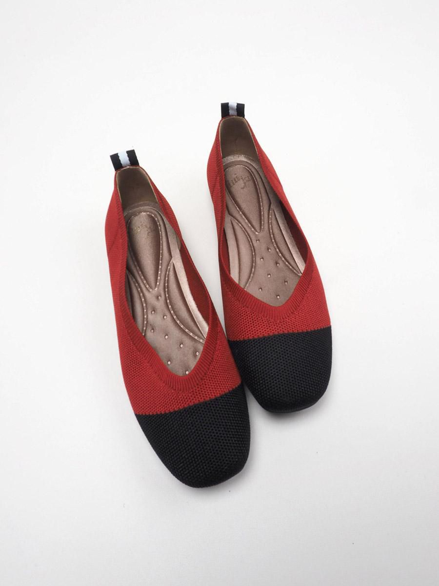Luilui Annita Black Cap Toe Shoes Ballerina Red Copper - 6 Sizes