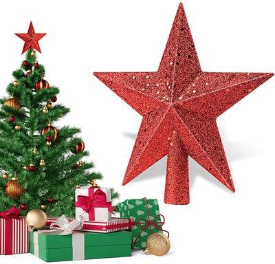 Christmas Tree Star Topper Glitter Christmas Tree Topper, Star Plastic Glitter Star Christmas Tree 20 cm
