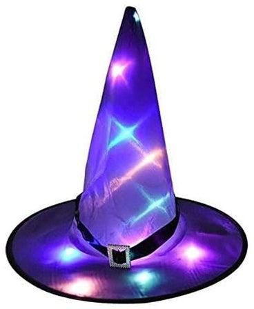 قبعة ساحرة للهالوين المضيئة مع ضوء LED للأزياء والديكور 35.5 x 38سم