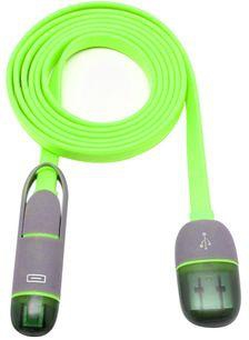 Micro USB Cable Integrated For IPhone IPad Android Samsung - Green