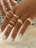 9 Piece Simple Style Crinkle Metal Finger Rings Set
