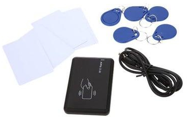 طقم قارئ بطاقة مع بطاقة واجهة USB وحلقة مفاتيح أسود/ أزرق/ أبيض