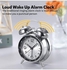 Loud Alarm Clock for Heavy Sleepers Adults, Retro 4 Inch Silent Non-Ticking Quartz with Backlight, Twin Bell Analog Kids Clocks Bedrooms Bedside Silver