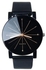 Quartz couple Quartz Dial Clock Leather Wrist Watch Black.