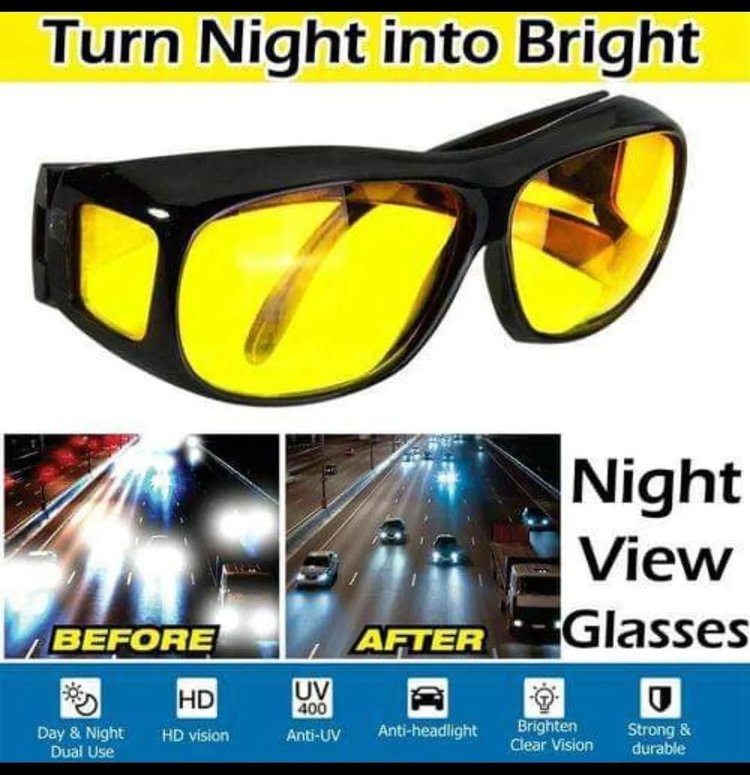 2 Pcs Dark & Coloured Anti Glare Night Vision Driver Goggles, Enhanced Light Glasses