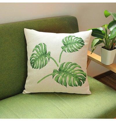 غطاء وسادة ديكور بطبعة نباتات استوائية جميلة أبيض/أخضر