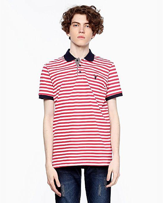 Ravin Striped Polo Shirt - Red