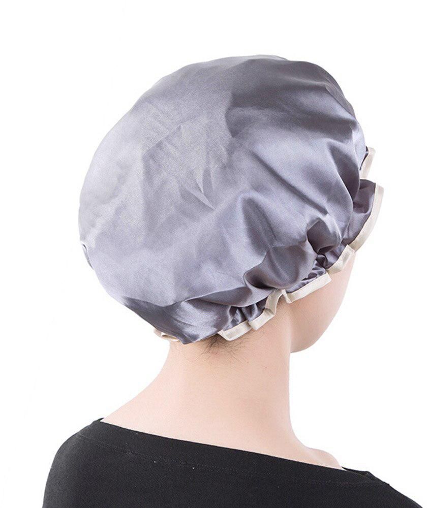 Lovely Thick Women Shower Satin Hats lorful Bath Shower Caps Hair Double waterproof Bathing Cap Bathroom Accessories