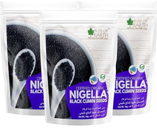Bliss of Earth Certified Organic Black Cumin Kalonji Seeds, Nigella Seeds, Packed with Antioxidants 3x1KG