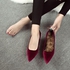 Fashion Fall And Winter Velvet Pointed High Heels - Red