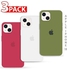 3 Pack Silicone Case Soft Slim Liquid Gel Silicone Shockproof Phone Cover Microfiber Lining Full Body Protection For Apple iPhone 13 6.1 inch أخضر زيتوني/أبيض/كرزي