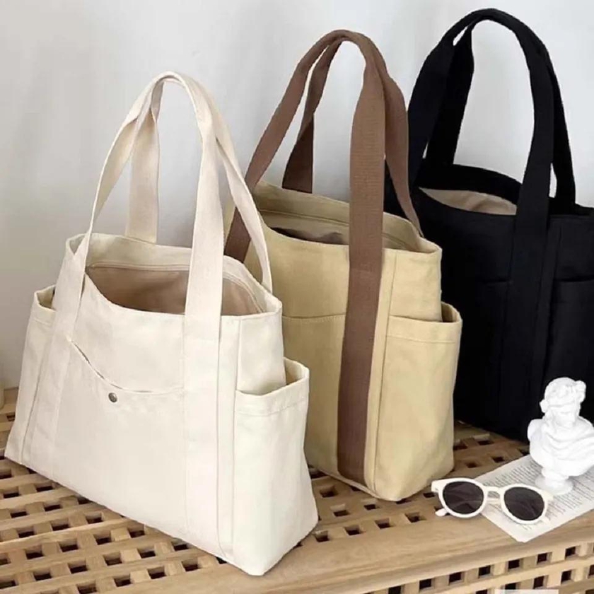 Large Capacity Canvas Tote Bags for Work Commuting Carrying Bag College Style Student Outfit Book Shoulder Bag The quality of the whole network is first