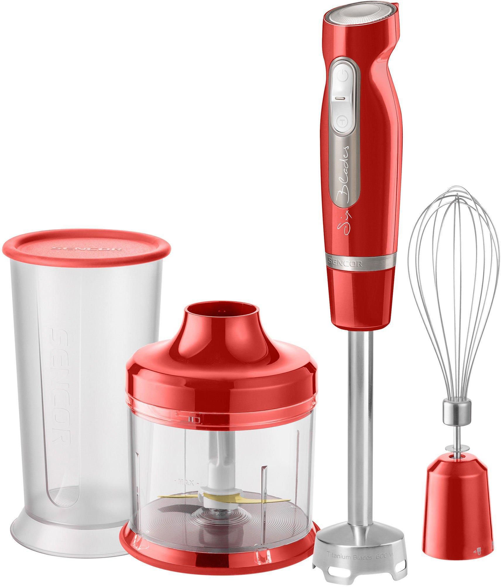 Sencor, 3in1 Hand Blender With Chopper Stainless Wand Ice Crash 800W Red