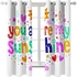 KnSam Blackout Window Curtain Printed Polyester 2 Pieces, You are My Sunshine Printed Curtain White Multicolour L 214 x H 183 cm