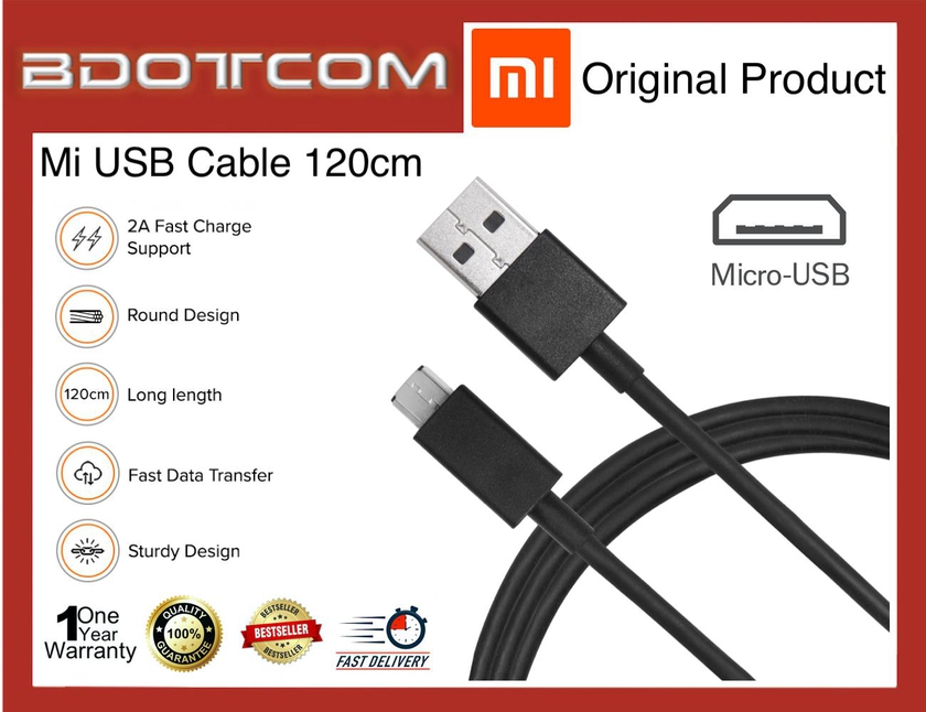 Mi Micro USB SYNC & Charge Cable 120cm for Xiaomi Redmi Note 6 Pro