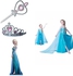 3 Pieces Elsa Anna Blue Dress Frozen With Light Pink Crown And Wand 7-8 Years
