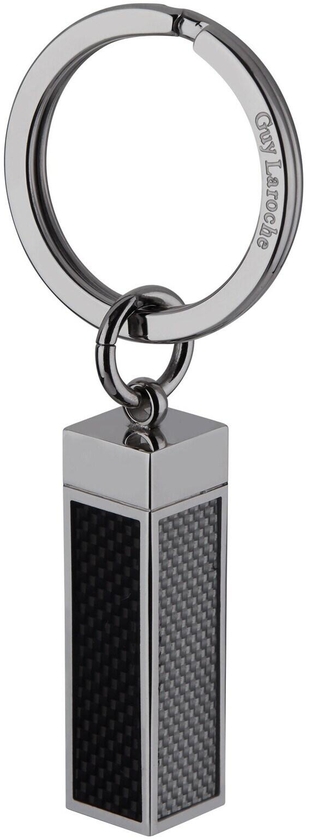 Guy Laroche Stainless Steel Key Holder For Men, Silver &amp; Black, 4TX406AV