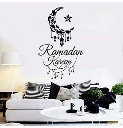 طقم ستيكر حائط بطبعة عبارة "رمضان كريم" من 16 قطعة أسود 90 x 60سم