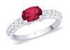 Peora Silver Red Oval Ring