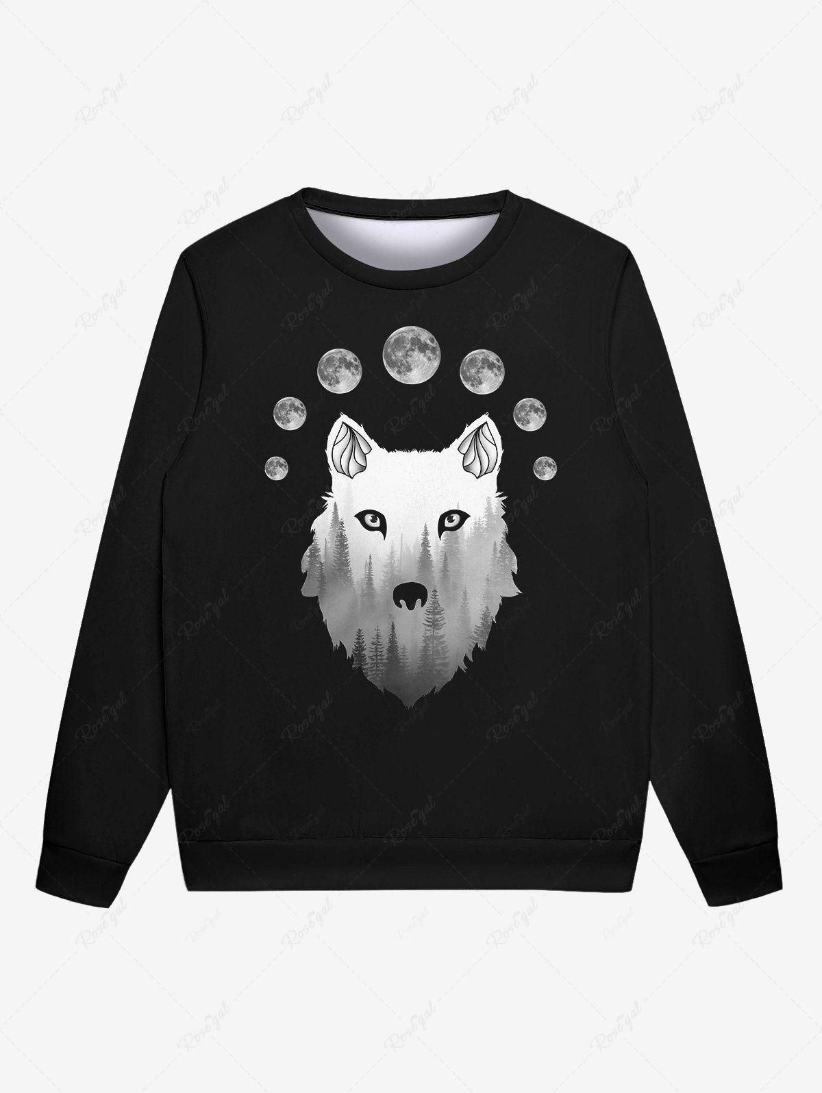 Gothic 3D Wolf Moon Forest Print T-shirt For Men - 6xl