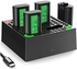 مجموعة بطاريات وحدة تحكم 4 قطع متوافقة مع Xbox One/ Xbox Series X|S 4×1400mAh قابلة لاعادة الشحن مع قاعدة شحن LED وكيبل USB C، مجموعة شاحن لجميع وحدات التحكم Xbox
