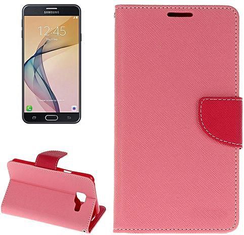 Sunsky For Samsung Galaxy J7 Prime Cross Texture Leather Case With Card Slots And Holder And Wallet (Pink)