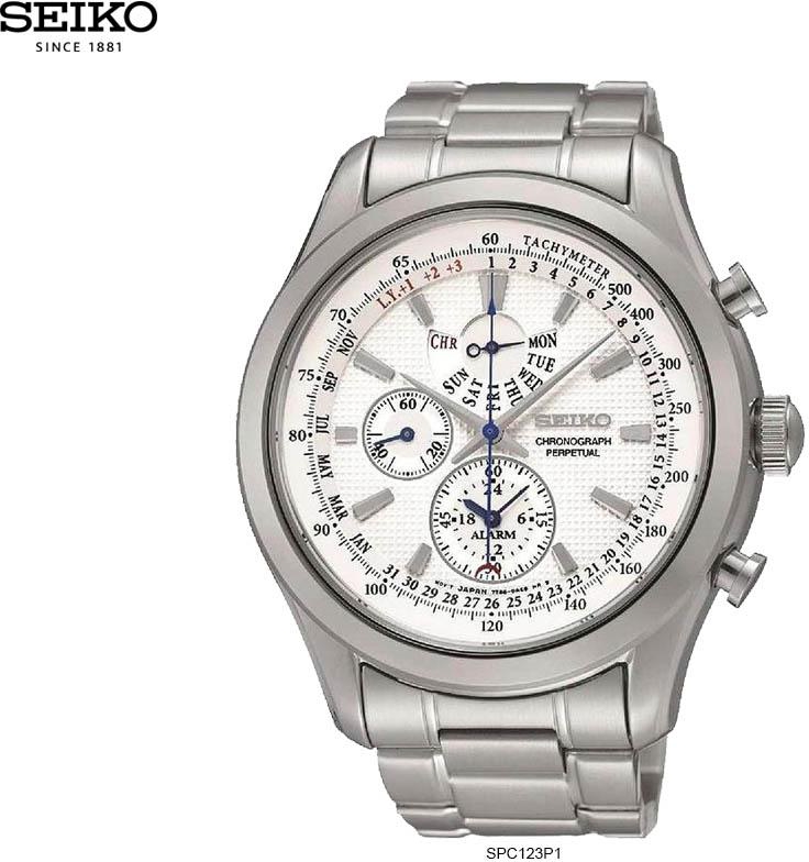 Seiko SPC123P1 Chronograph Watches 100% Original & New (Silver)