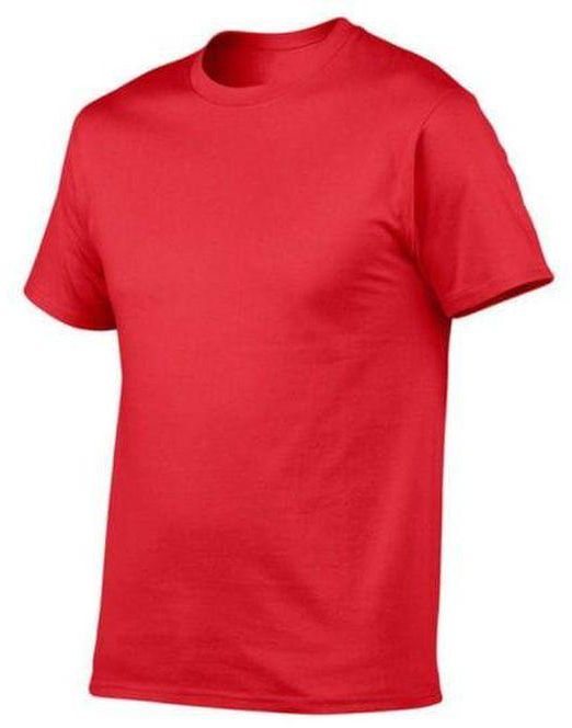 Fashion Red Round Neck Cotton T-shirt