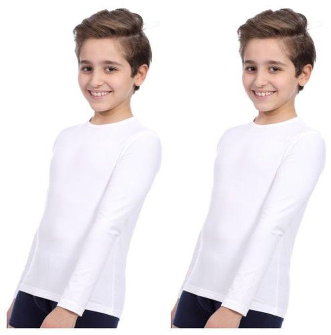 Dice Cotton Stretch Sleeves For Boys (2) Pieces-WHITE